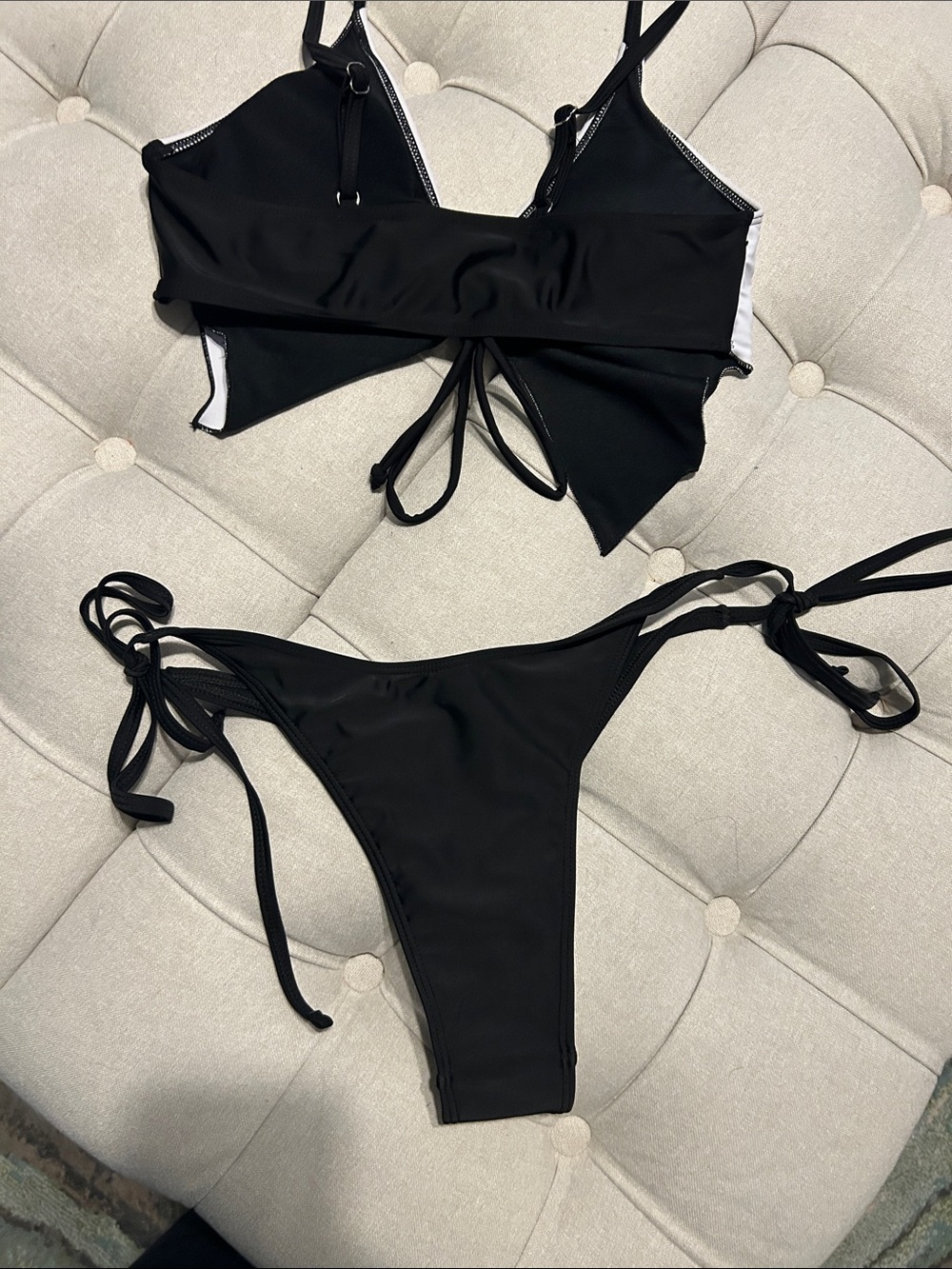 Black & White Butterfly Tie-Front Bikini Set - Women's Swim - Picture 8 of 8